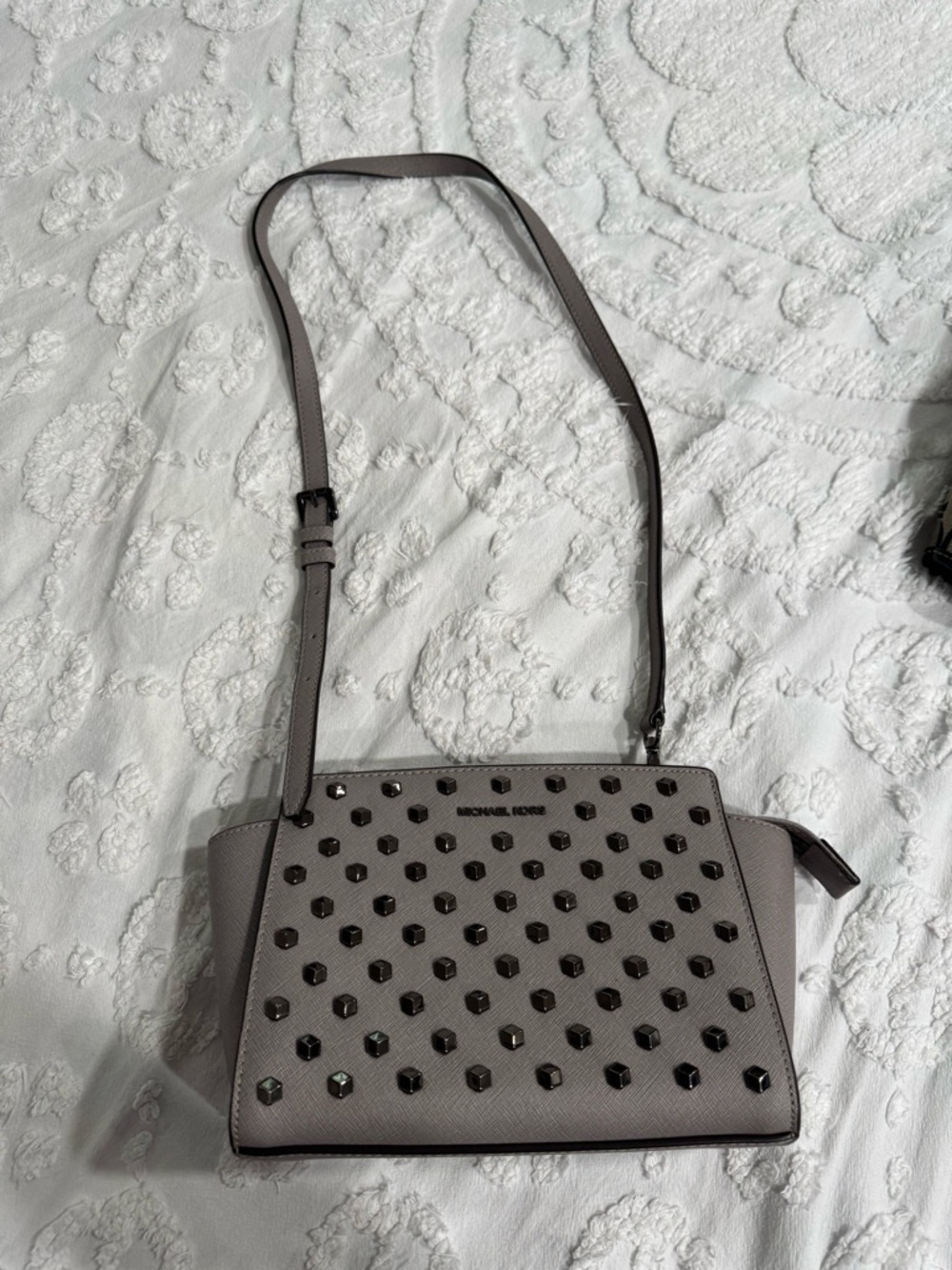 Michael Kors grey Crossbody with Black Stud Accents